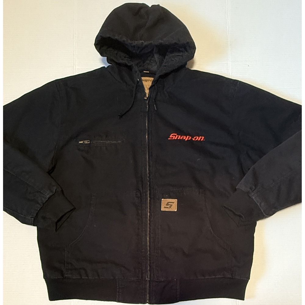 SNAP-ON Workwear - Men's VTG Jacket - Black Canvas Quilt Lined Hooded - Size XL